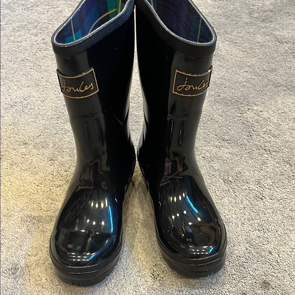 Joules Kelly Welly Black Glossy Rain Boots with Buckle US 5 UK 3 - Picture 15 of 16